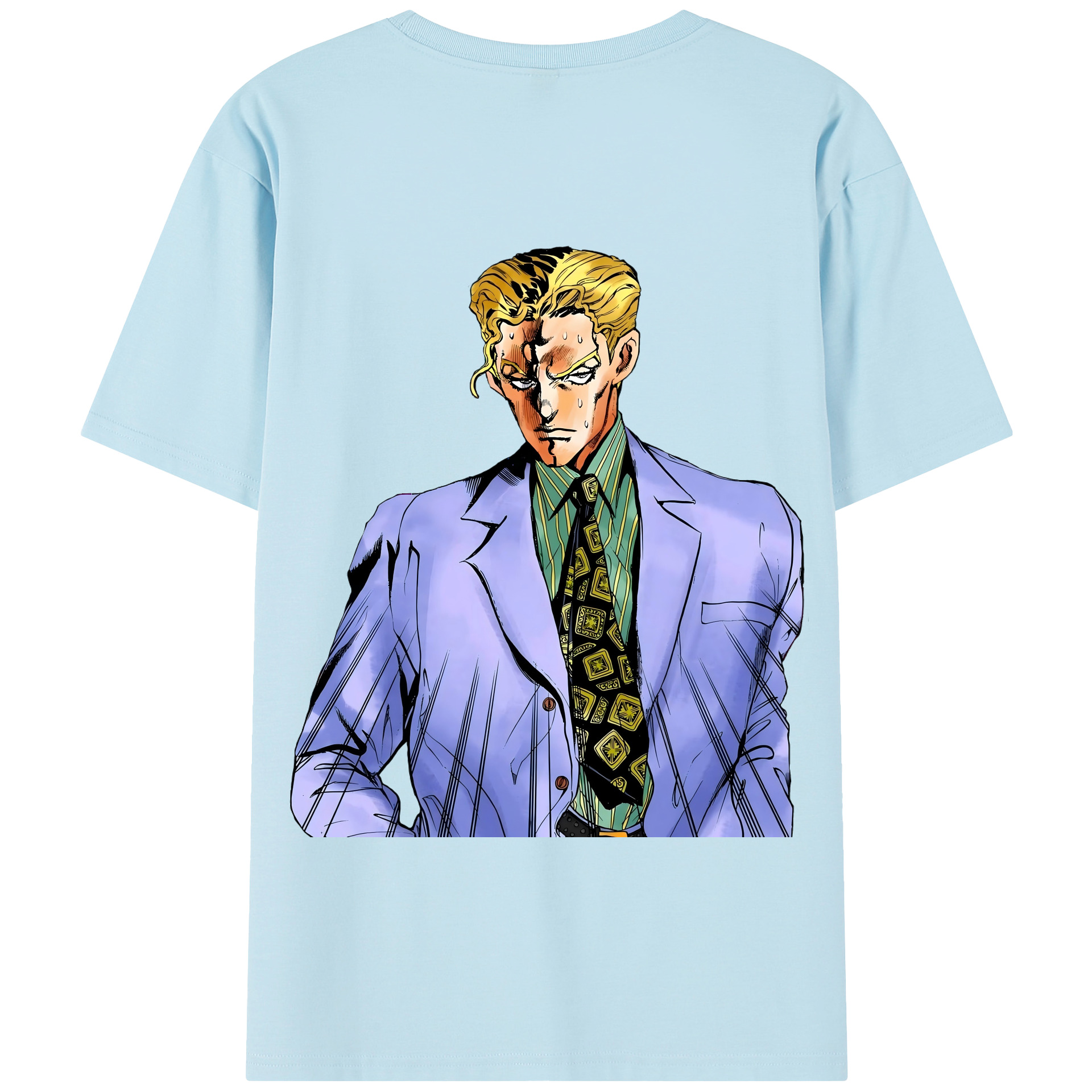 （画像用） ジョジョの奇妙な冒険 きら よしかげ JoJo's Bizarre Adventure Kira Yoshikage 綿100％半袖Tシャツ（背面プリント）